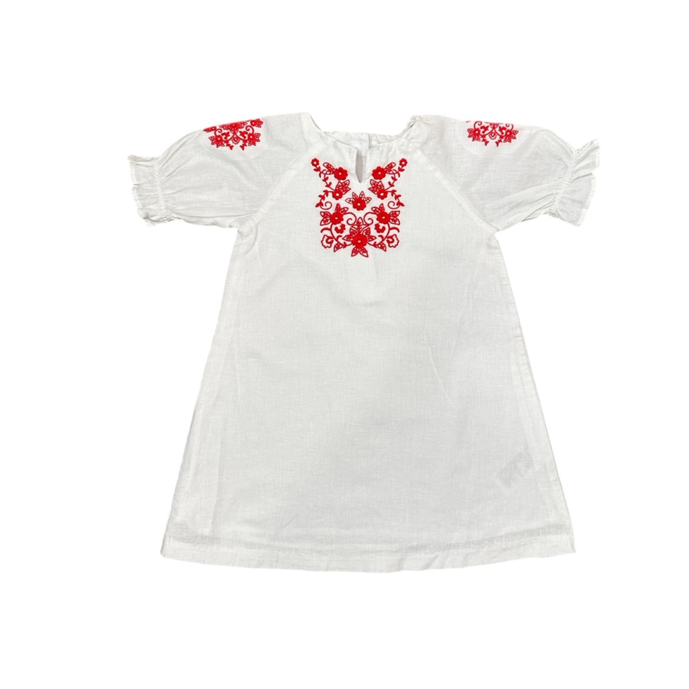 Janie and Jack White Linen and cotton embroidered dress